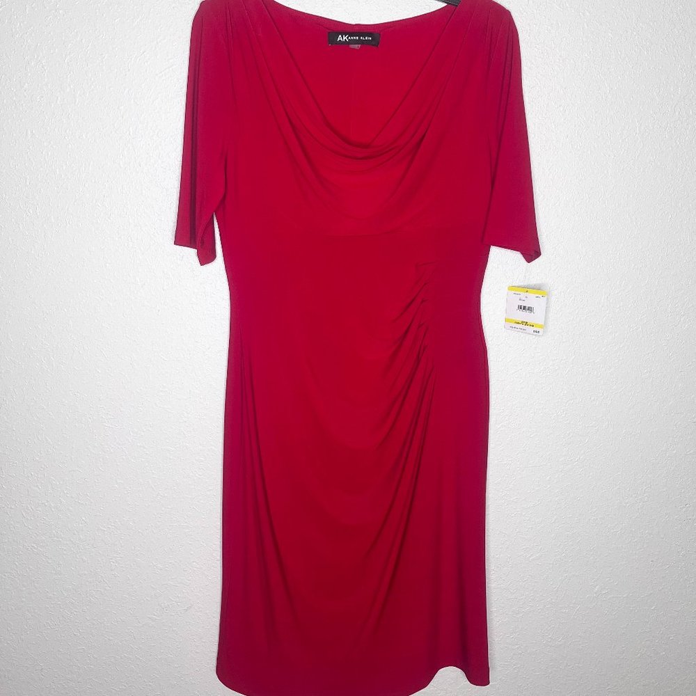NWT Red Anne Klein Side Ruched Dress
